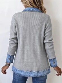 Zayélia Women's Colorblock Patchwork Regular Coat - Grey - View 2
