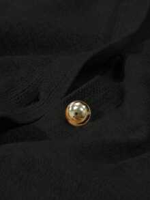 SHEIN Franclia 2 件套女士休闲宽松针织毛衣和裤子家居服套装，舒适简约的设计 - 黑色 - 查看 3