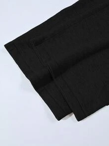 SHEIN Franclia 2 件套女士休闲宽松针织毛衣和裤子家居服套装，舒适简约的设计 - 黑色 - 查看 5