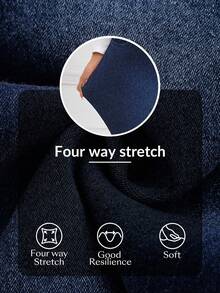 Flexra Celana Jeans Wanita Ukuran Besar Pinggang Tinggi Pelangsing Elastis Tinggi Modis Serbaguna - Dark Wash - View 6