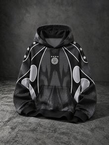 Gym Rark Gritte Field Men's Contrast Color Round Neck Raglan Sleeve Casual Loose Daily Sports Hoodies Top, Gym - Multicolor - View 3