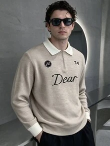 Claim Dot Men's Fashion Embroidered Half-Zip Sweater - Multicolor - View 5