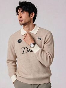 Claim Dot Men's Fashion Embroidered Half-Zip Sweater - Multicolor - View 2