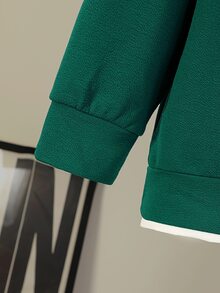 SHEIN 2件組青少年男孩休閒街頭風長袖套裝 開學季 秋季 勃艮地紅 黑色 6年級 - 綠色 - 查看 3