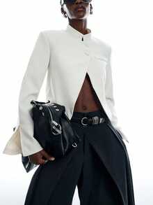 LYSMO Women's Fashion Commute Solid Color Lightweight Blazer Office Wear For Women Going Out Outfits - White - View 3