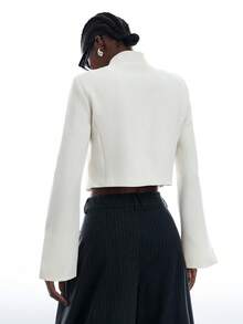 LYSMO Women's Fashion Commute Solid Color Lightweight Blazer Office Wear For Women Going Out Outfits - White - View 2