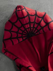 STYNVO Men's Spider Web Pattern Printed Zip-Up Hoodie - Red - View 5