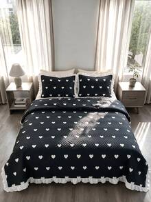 Luxury "Bedspread" Made In Turkey With Soft Touch Good Quality 195*235 With Pillowcase - Black - View 4