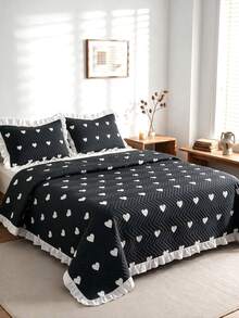 Luxury "Bedspread" Made In Turkey With Soft Touch Good Quality 195*235 With Pillowcase - Black - View 2