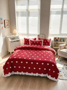 Luxury "Bedspread" Made In Turkey With Soft Touch Good Quality 195*235 With Pillowcase - Red - View 7