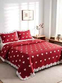 Luxury "Bedspread" Made In Turkey With Soft Touch Good Quality 195*235 With Pillowcase - Red - View 6