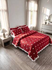 Luxury "Bedspread" Made In Turkey With Soft Touch Good Quality 195*235 With Pillowcase - Red - View 2