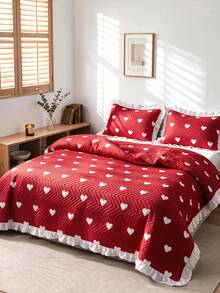 Luxury "Bedspread" Made In Turkey With Soft Touch Good Quality 195*235 With Pillowcase - Red - View 5