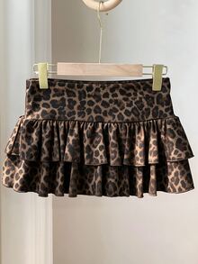 Comfortcana 女款休閒多層蛋糕裙 豹紋裙 適合日常通勤、約會、聚會，秋冬春夏通用，聖誕節、新年、感恩節、派對適用 - 彩色 - 查看 5