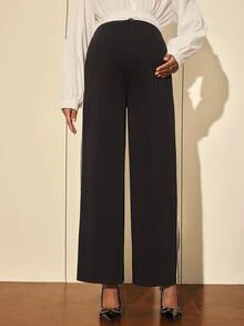 MaterniWear Quần bầu casual phối màu sọc đơn giản có túi - màu đen - Xem 3