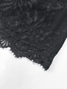 Velvienne 大尺碼女款蕾絲包腰修身秋季短洋裝 - 黑色 - 查看 6