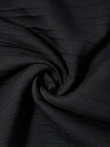 Blus Ukuran Plus Kontras Lace Plain Casual Anggun - Hitam - View 3