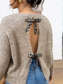Lounesse Plus Size Women's Crew Neck Drop Shoulder Long Sleeve Casual Pullover Sweater Winter - Multicolor - View 5