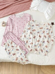 4PCS Teen Girls Pajamas - Multicolor - View 2