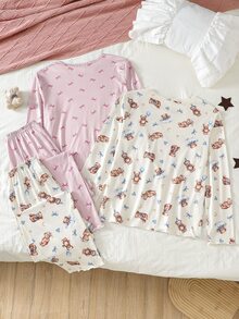 4PCS Teen Girls Pajamas - Multicolor - View 3