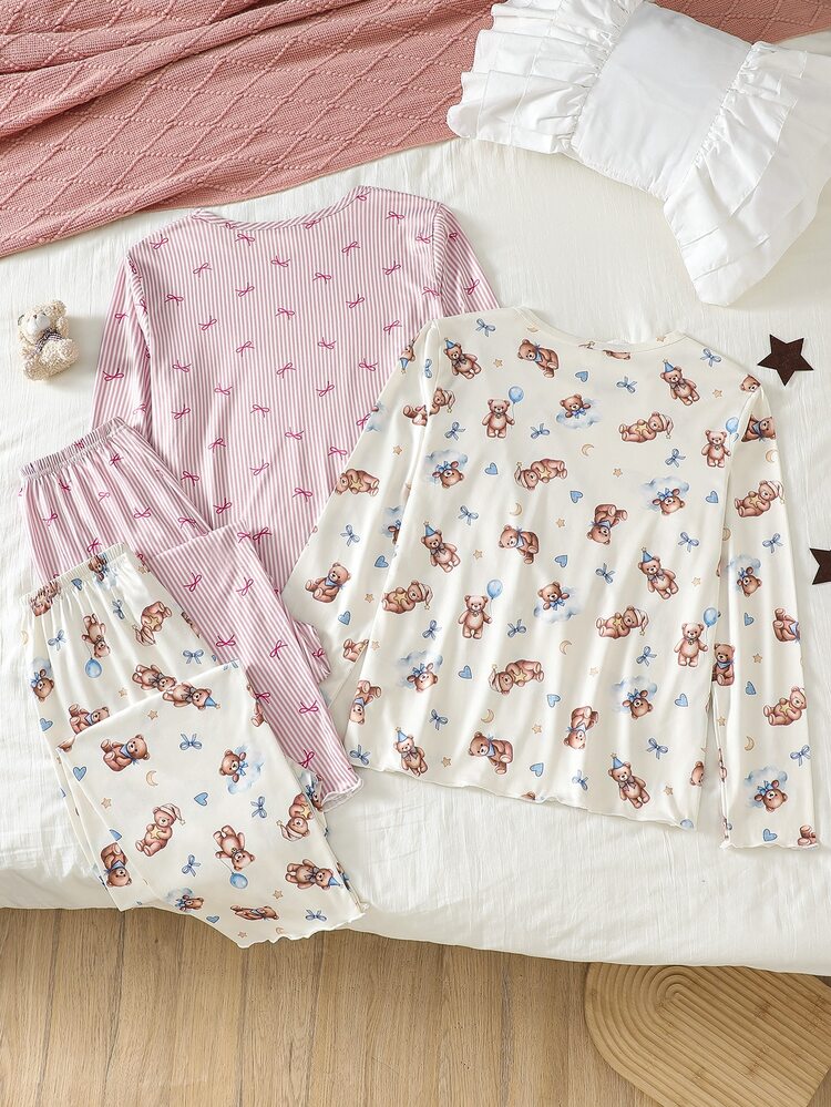 4PCS Teen Girls Pajamas - Multicolor - View 3