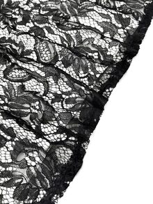Yasmyna Vintage Heavy Floral Lace Loose Wide Bell Sleeve Long Cover Up Muslim Abaya Cover-Up - Black - View 8
