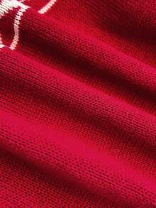 GlowEve CURVE Round Neck Heart Red New Year Valentine's Day Christmas Versatile Pullover Sweater Top Winter - Red - View 8