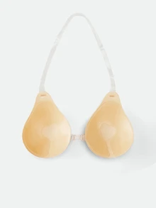 Lignisse Áo ngực dán cổ yếm hình thìa bằng vải cho nữ - Màu be - Xem 2