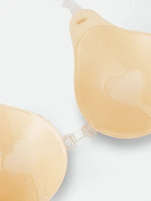 Lignisse Áo ngực dán cổ yếm hình thìa bằng vải cho nữ - Màu be - Xem 4