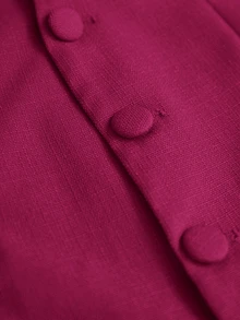 Trelyra French European Style Vintage Long Sleeve Double Breasted Blazer Jacket Elegant Sexy Backless Design Night Party Magenta Summer - Hot Pink - View 8