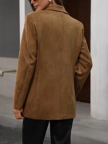 Trelyra 简约仿麂皮商务休闲西装外套 - 駝色 - 查看 2