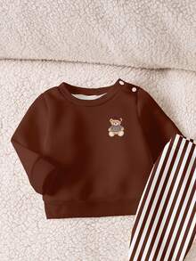 Newborn Baby Cartoon Pattern Long Sleeve Top And Pants Casual Daily Outfit - Multicolor - View 6