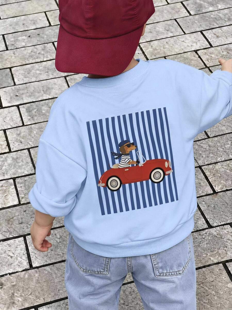 Young Boy Long Sleeve Kids Striped Casual Loose Crew Neck Autumn Sweatshirt - Multicolor - View 1