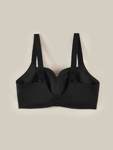 Bralution 1pc Plus Size Women Seamless Wire-Free Padded Bra With Removable Straps, Comfortable & Adjustable, Lift - Black - View 5