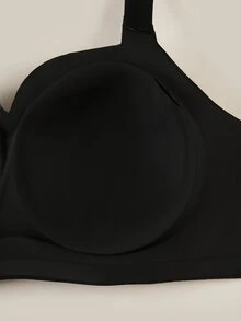 Bralution 1pc Plus Size Women Seamless Wire-Free Padded Bra With Removable Straps, Comfortable & Adjustable, Lift - Black - View 3