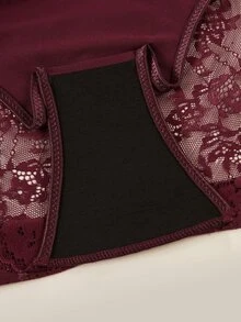 Bralution 3pcs/Pack Plus Size Lace Patchwork Panties Set - Multicolor - View 4