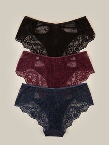 Bralution 3pcs/Pack Plus Size Lace Patchwork Panties Set - Multicolor - View 2