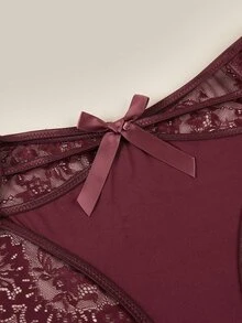 Bralution 3pcs/Pack Plus Size Lace Patchwork Panties Set - Multicolor - View 6