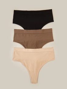 Bralution Plus Size High Waisted Plain Fabric Casual Comfy Medium Stretch Panties For Women - Multicolor - View 5