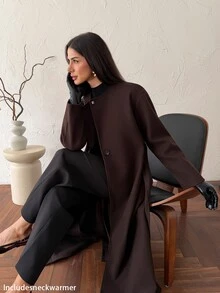 Firerie Women Overcoats,Autumn,Winter - Coffee Brown - View 7