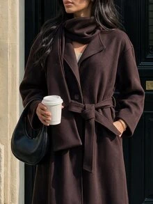Firerie Women Overcoats,Autumn,Winter - Coffee Brown - View 12