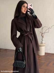 Firerie Women Overcoats,Autumn,Winter - Coffee Brown - View 9