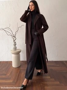 Firerie Women Overcoats,Autumn,Winter - Coffee Brown - View 10