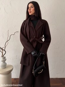 Firerie Women Overcoats,Autumn,Winter - Coffee Brown - View 8