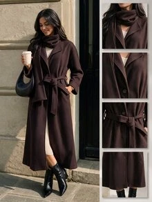 Firerie Women Overcoats,Autumn,Winter - Coffee Brown - View 13