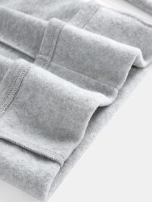 SHEIN Teen Girl Solid Color Waist Tie Pocket Casual Sweatpants - Light Grey - View 7