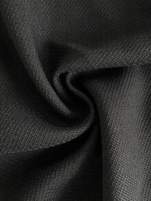 Modelyn Women's Solid Color Notched V-Neck Long Sleeve Waist Button Design Fitted Elegant Dress - Black - View 7