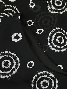 Velvienne 大尺碼透視雪紡多層下擺優雅休閒無袖女裝洋裝 - 黑色 - 查看 4