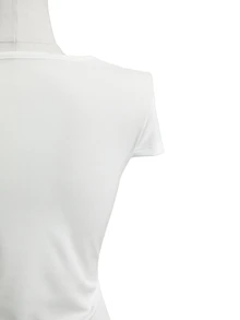 EMERY ROSE Women's Solid Color Elegant V-Neck Criss-Cross Cap Sleeve T-Shirt - White - View 4