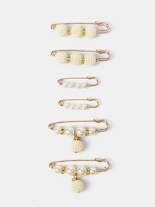 Aravennia 6pcs Pearl Dress Clips, Women Waist Adjustable Brooches Pins  (No Card Paper) - Beige - View 2